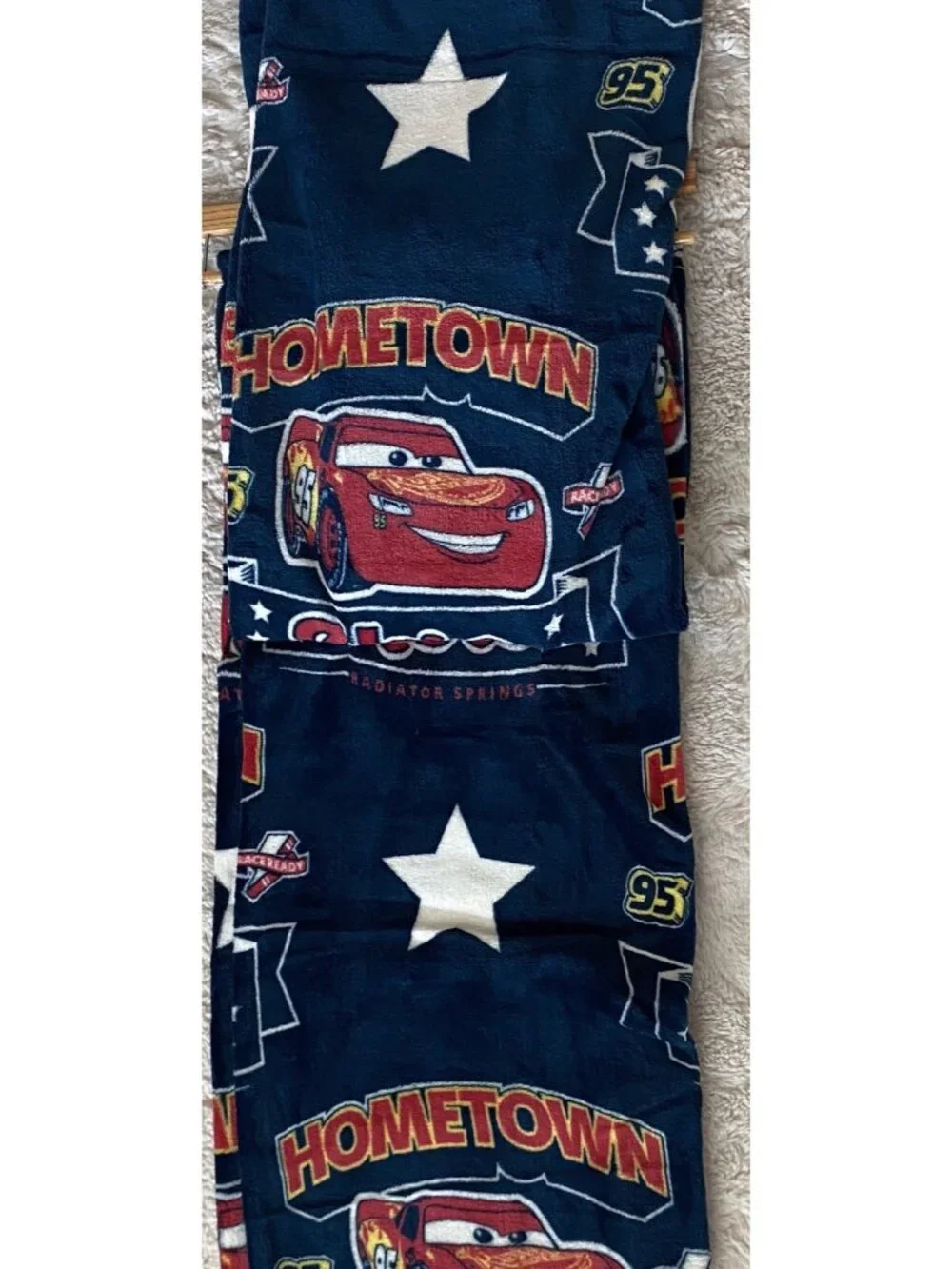 DISNEY Pixar CARS LIGHTNING MCQUEEN 95 Hometown Hero Throw Blanket 50” X 70” NEW